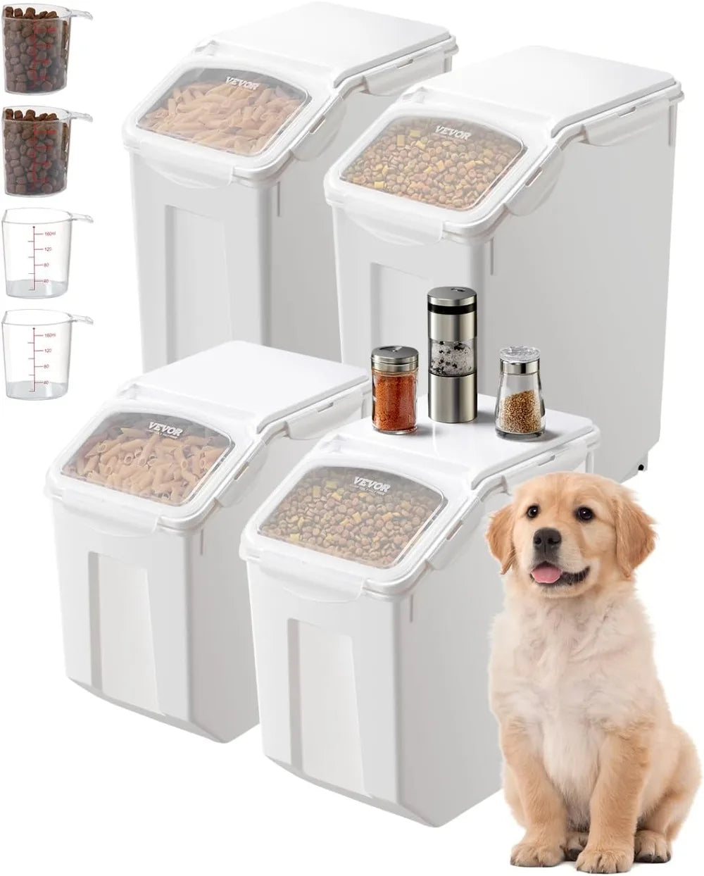 Kitchen Ingredient Storage Bin With Wheels And Sliding Lid 3 Piece Set