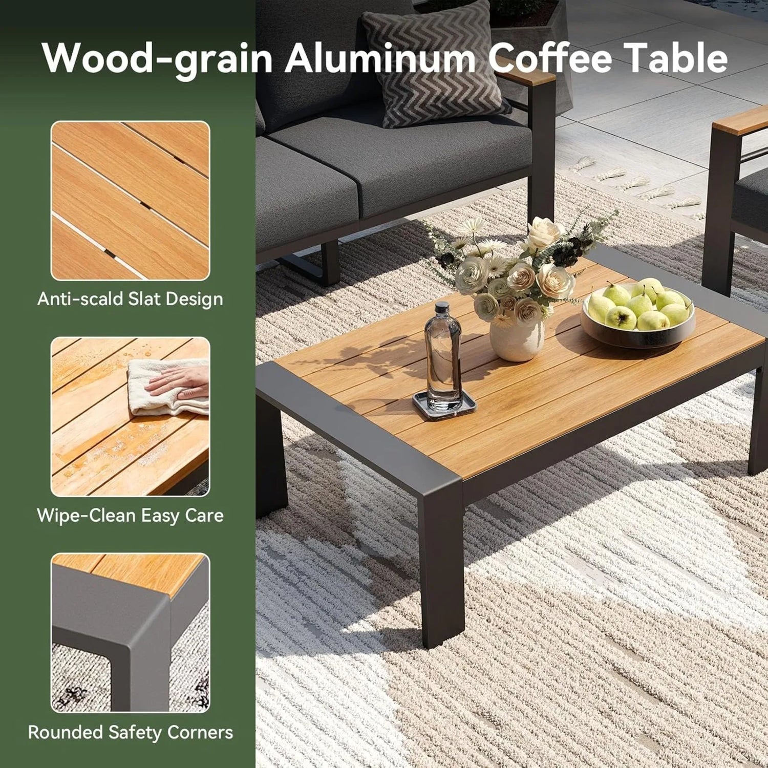 Outdoor Patio Conversation Furniture Set With Coffee Table