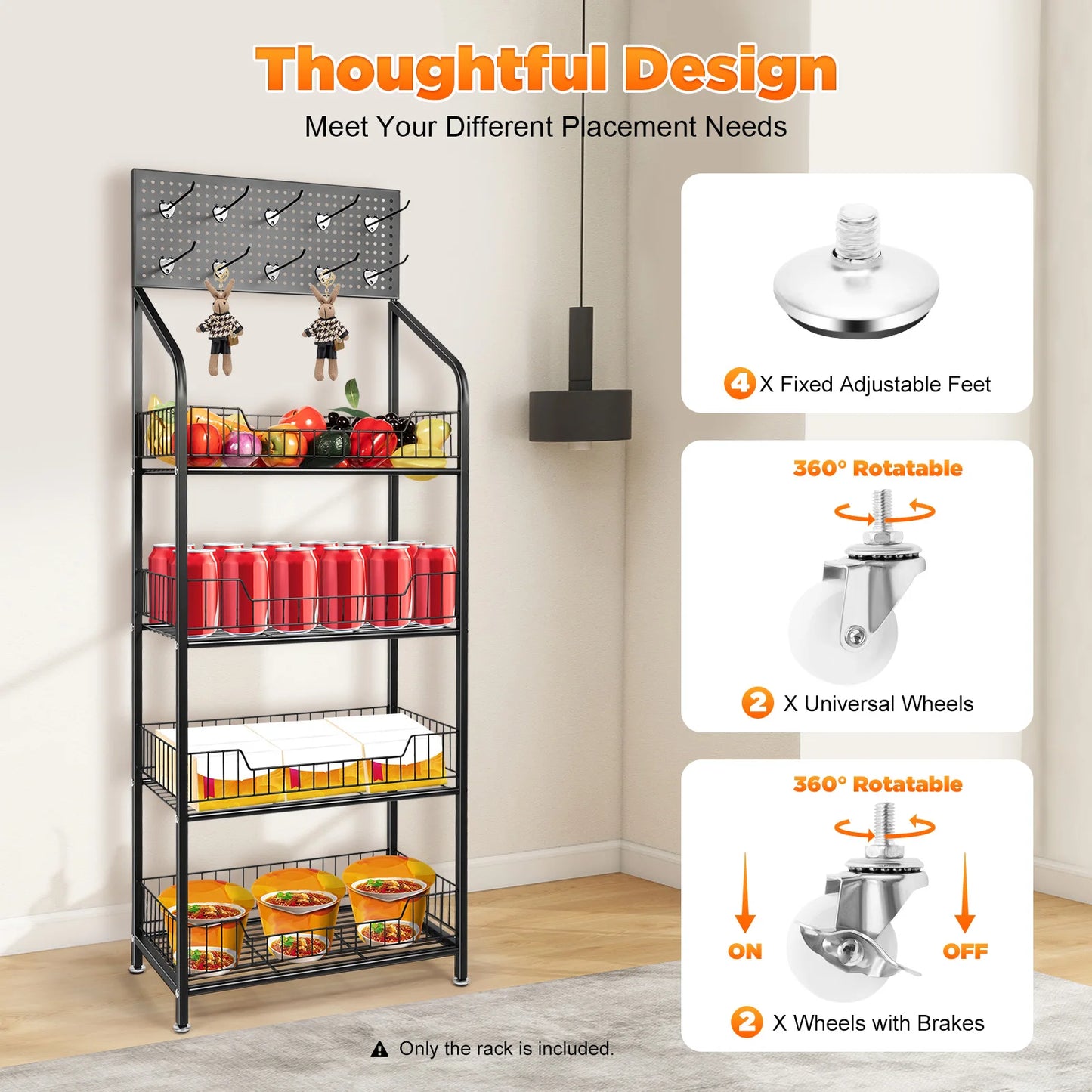 Bymaocar 4-Tier Wheel Display Rack Cart