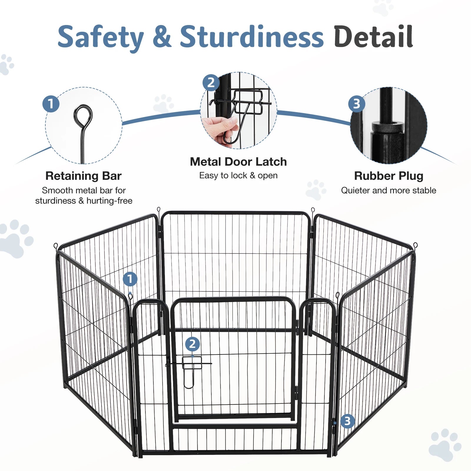 JHK Metal Dog Playpen Fence For Indoor Outdoor Use