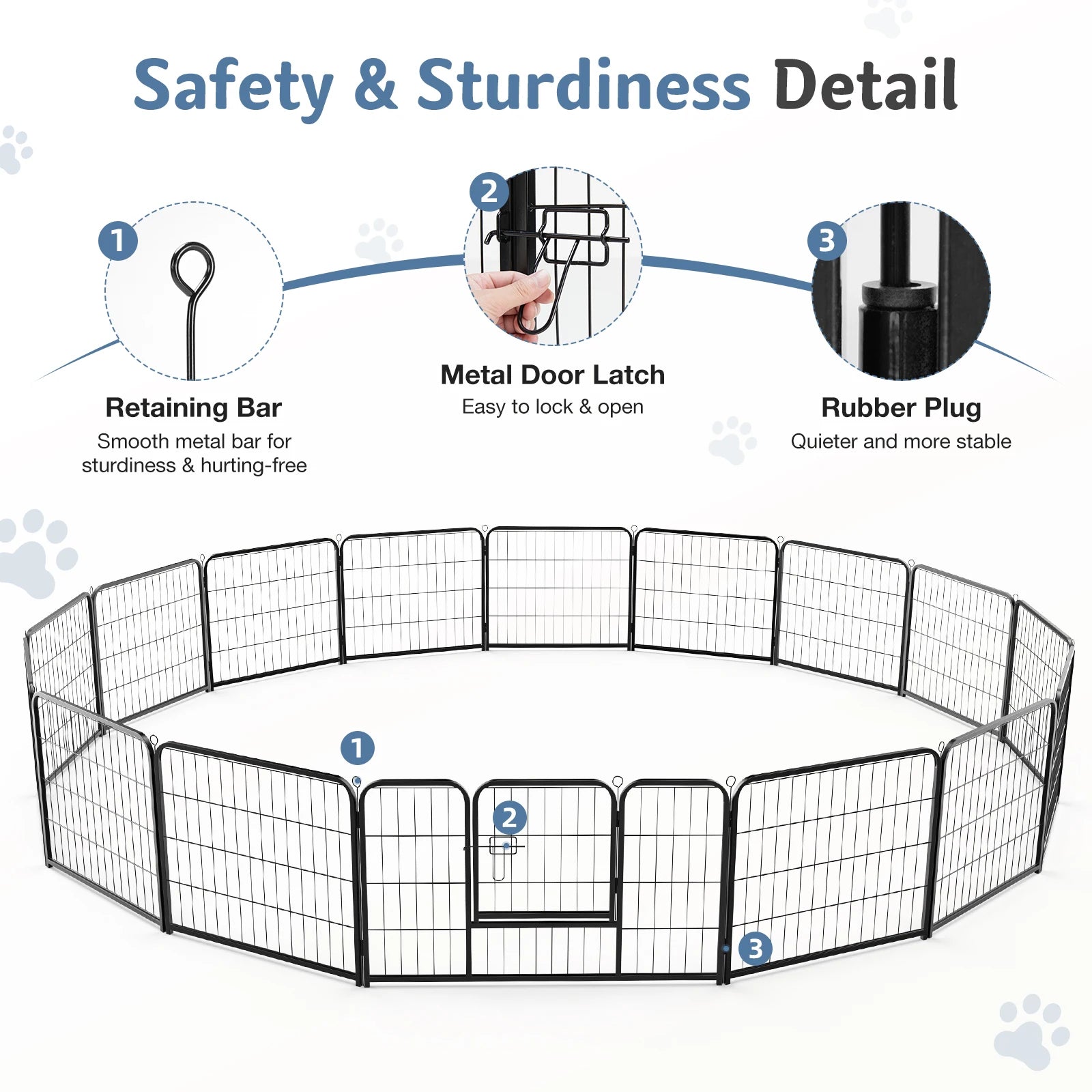 JHK Dog Playpen Metal Fence Foldable Outdoor Yard Gate