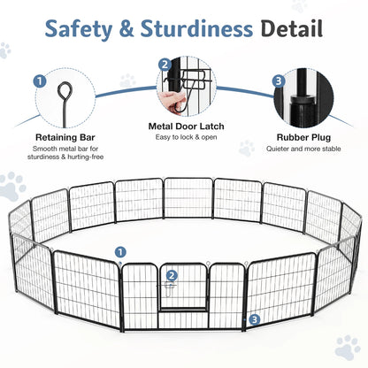 JHK Dog Playpen Metal Fence Foldable Outdoor Yard Gate