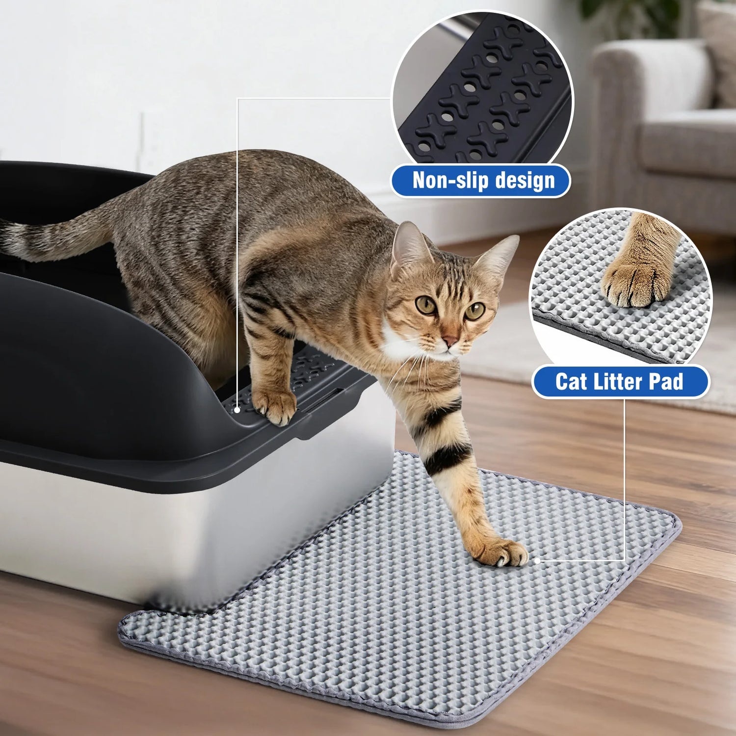 Stainless Steel Cat Litter Box Lid Scoop Mat Included