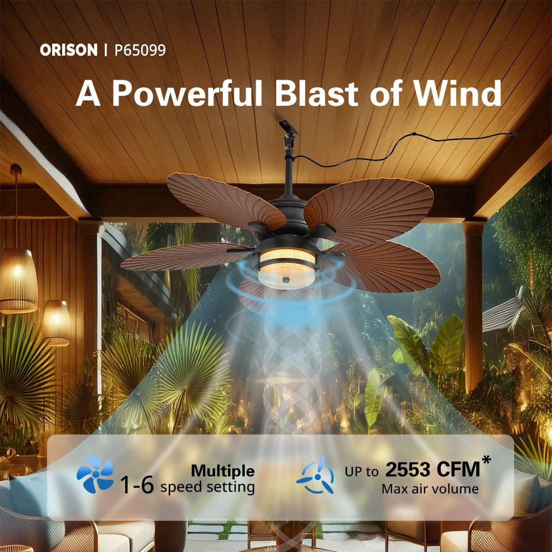 Orison Outdoor Ceiling Fan With Lights Dimmable LED Wet Rated