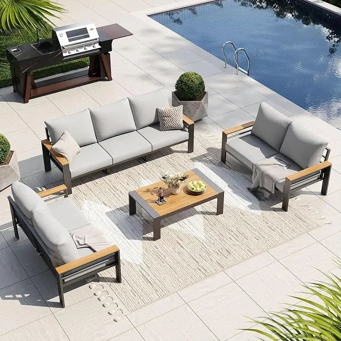 Outdoor Patio Conversation Furniture Set With Coffee Table