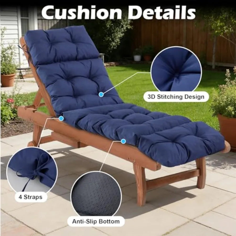 Outdoor Chaise Lounge Cushion Waterproof Fade Resistant For Patio Furniture
