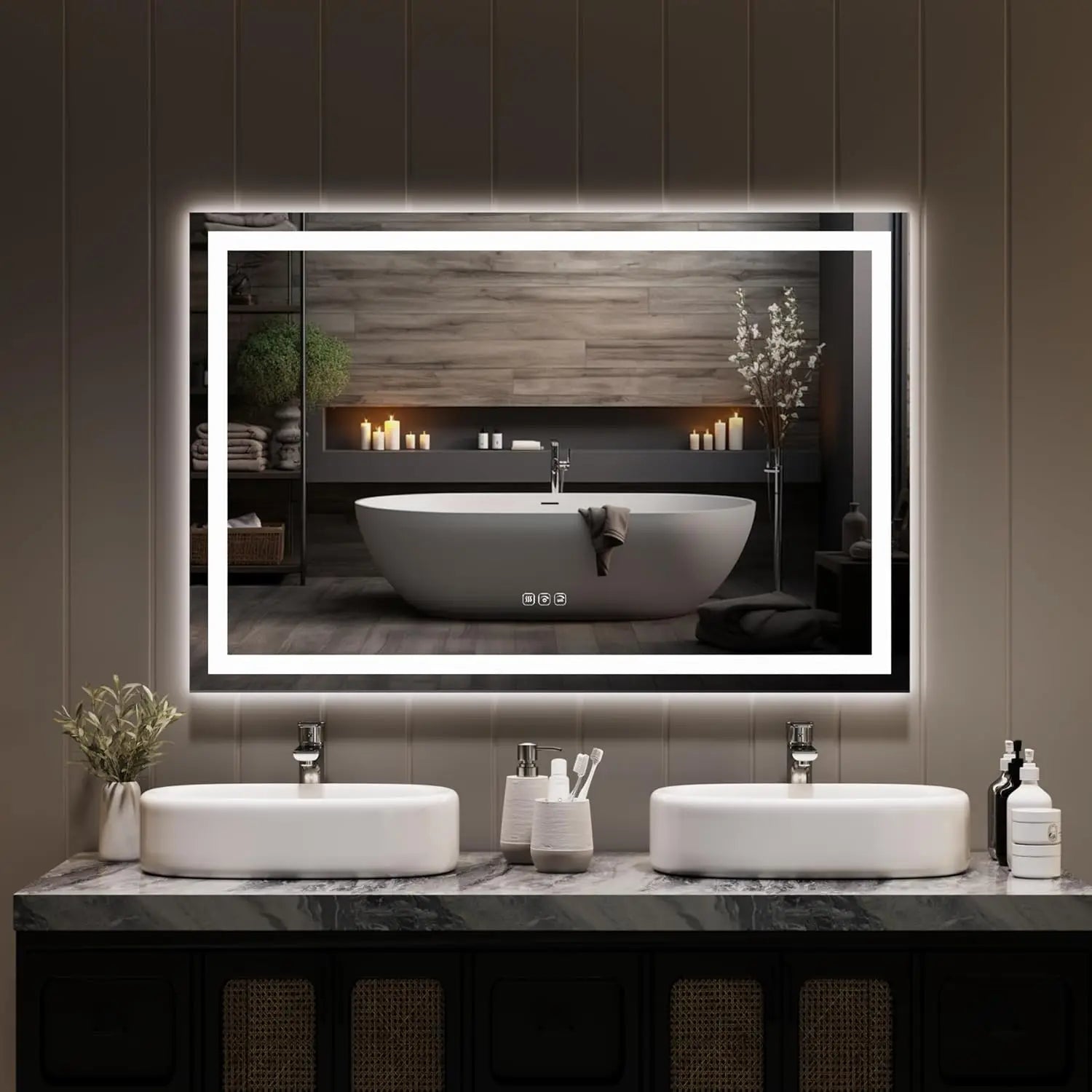 TWISTER.CK LED Bathroom Mirror With Memory Anti Fog Dimmable