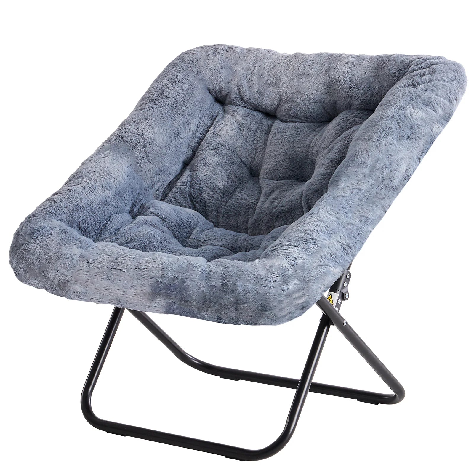 JHK Cozy Faux Fur Saucer Chair Folding Lounge Chair