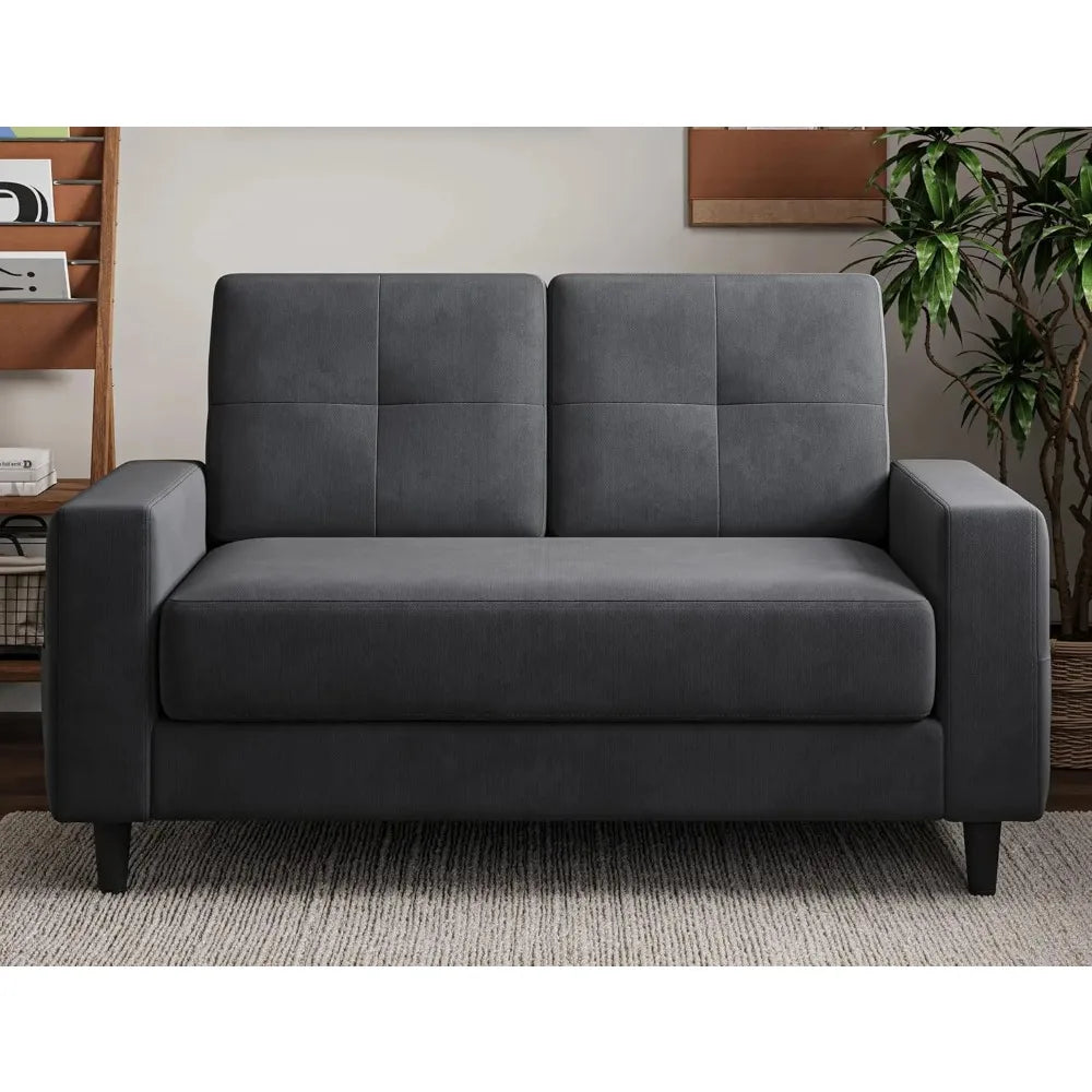 Compact Loveseat Velvet Fabric Sofa For Small Spaces