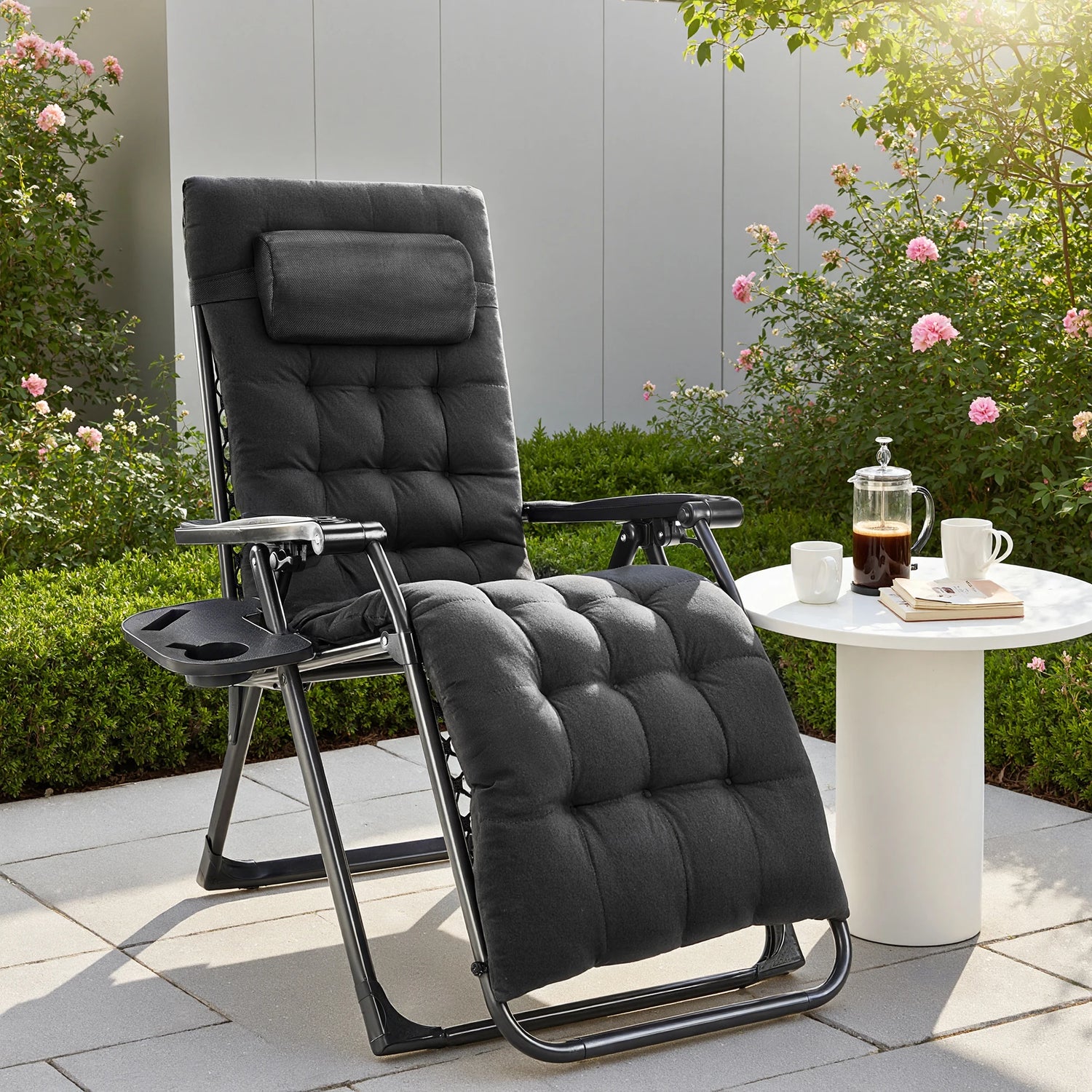 JHK Zero Gravity Recliner Folding Lounge Chair With Cup Holders