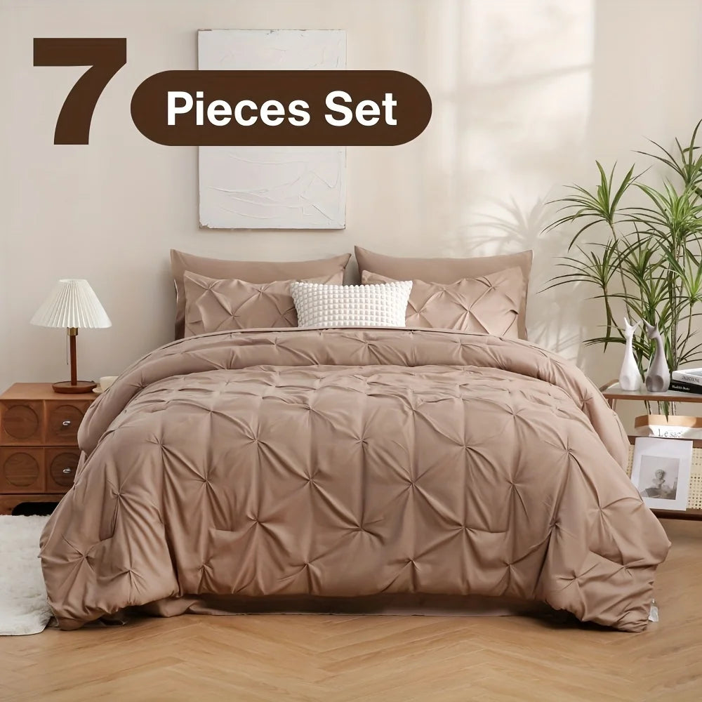 NIGHT COMFORT Pintuck Bed In A Bag Comforter Set With Sheets