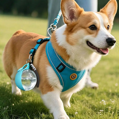 2-In-1 Portable Dog Water Bottle With Lanyard Foldable Silicone Bowl