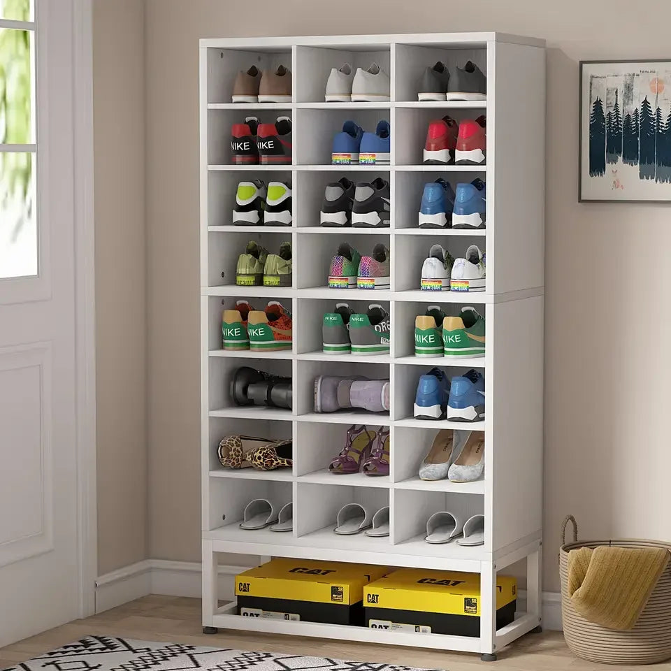 Tribesigns Wooden Shoe Cabinet Eight Tier Display Shelf Rack