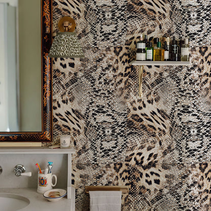 Retro Leopard Print Vinyl Peel and Stick Wallpaper Decor
