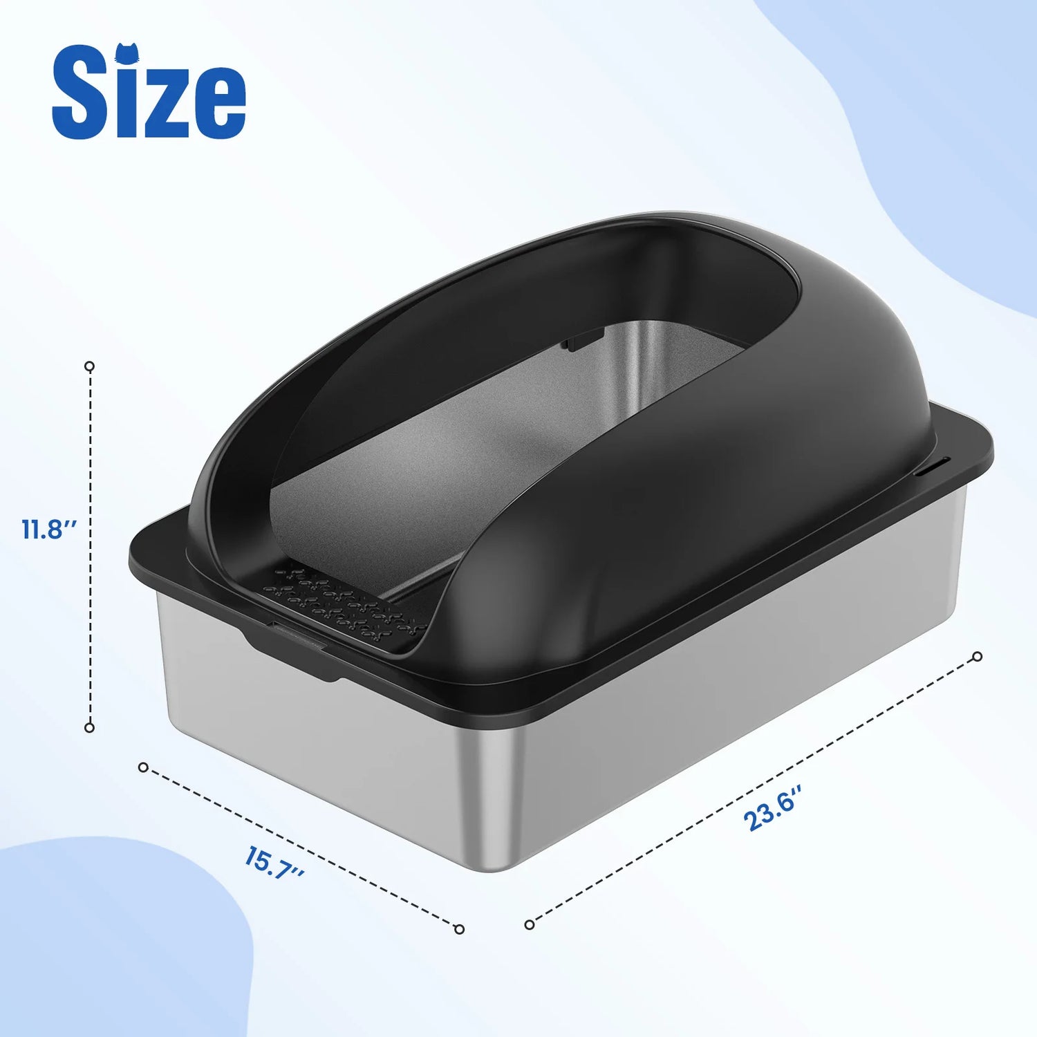 Stainless Steel Cat Litter Box Lid Scoop Mat Included