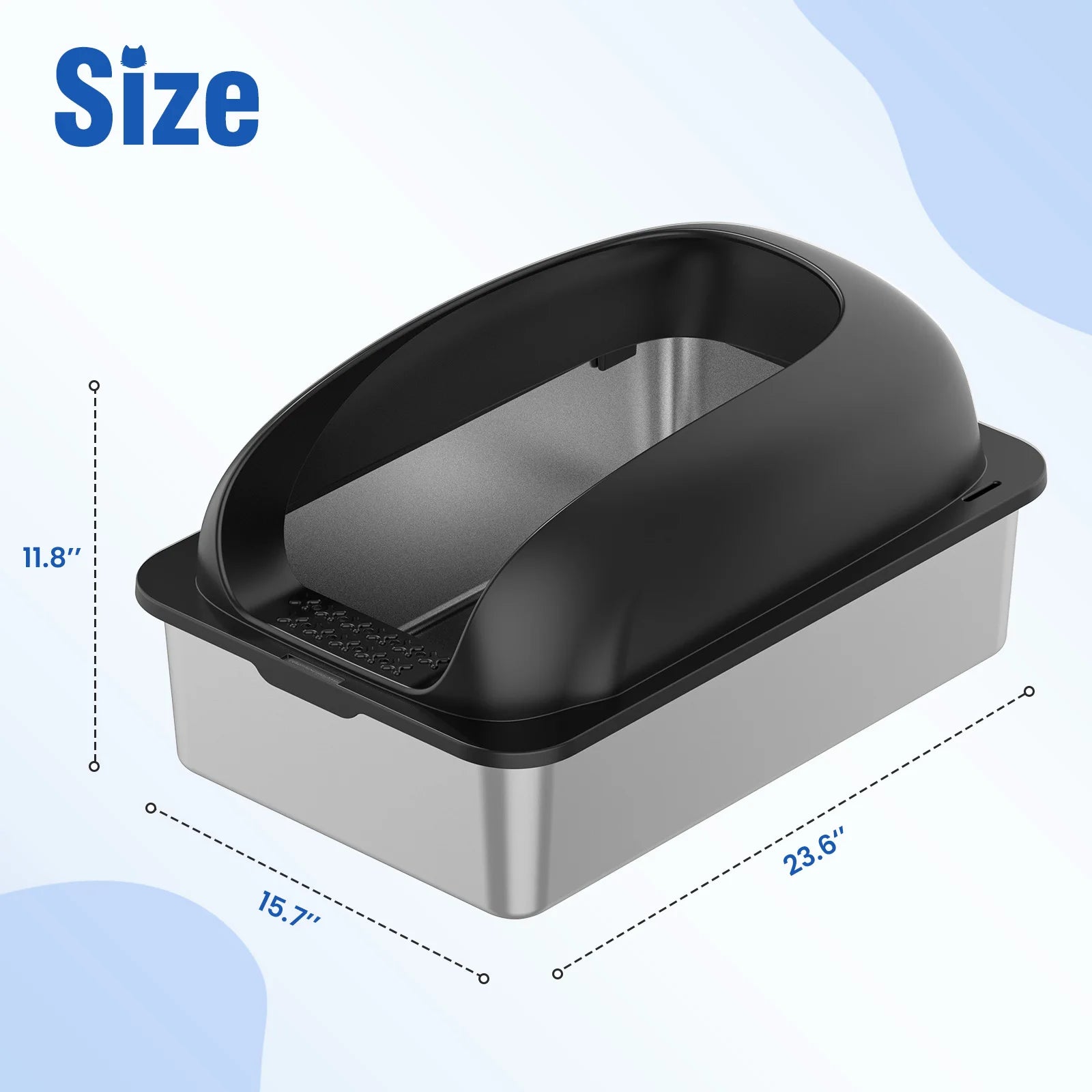 Stainless Steel Cat Litter Box Lid Scoop Mat Included