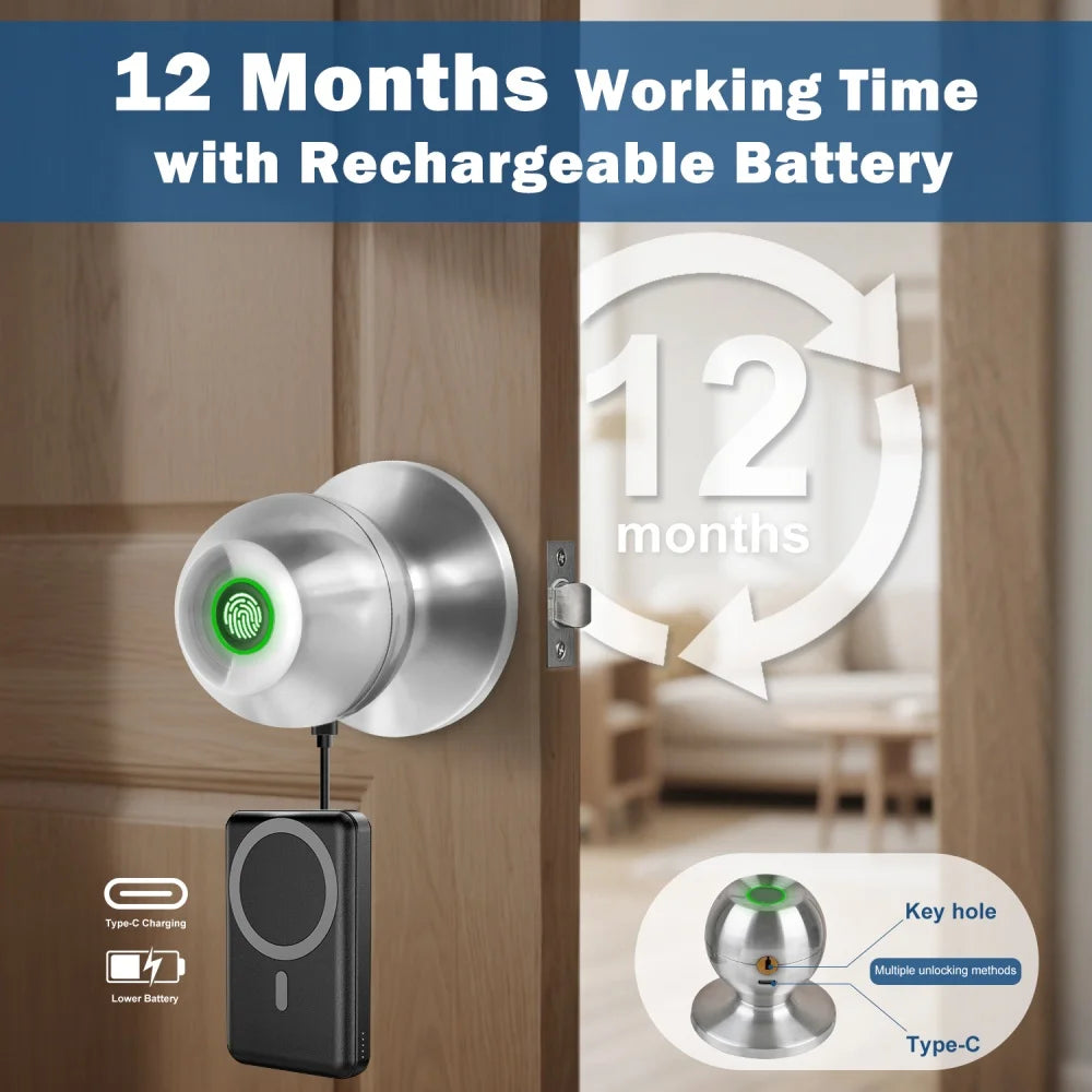 YFK Tuya Smart Life Fingerprint Door Lock Keyless Entry Bluetooth