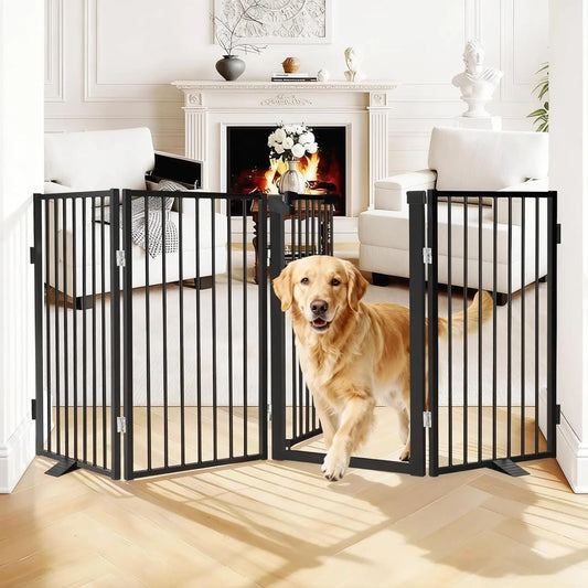 Freestanding Pet Gate With Door For Doorways And Hallways