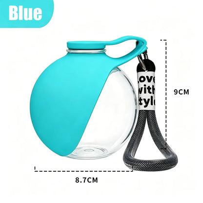 2-In-1 Portable Dog Water Bottle With Lanyard Foldable Silicone Bowl