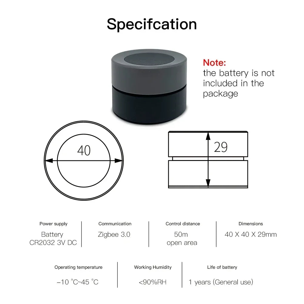 MOES ZigBee Smart Knob Switch Wireless Button Controller