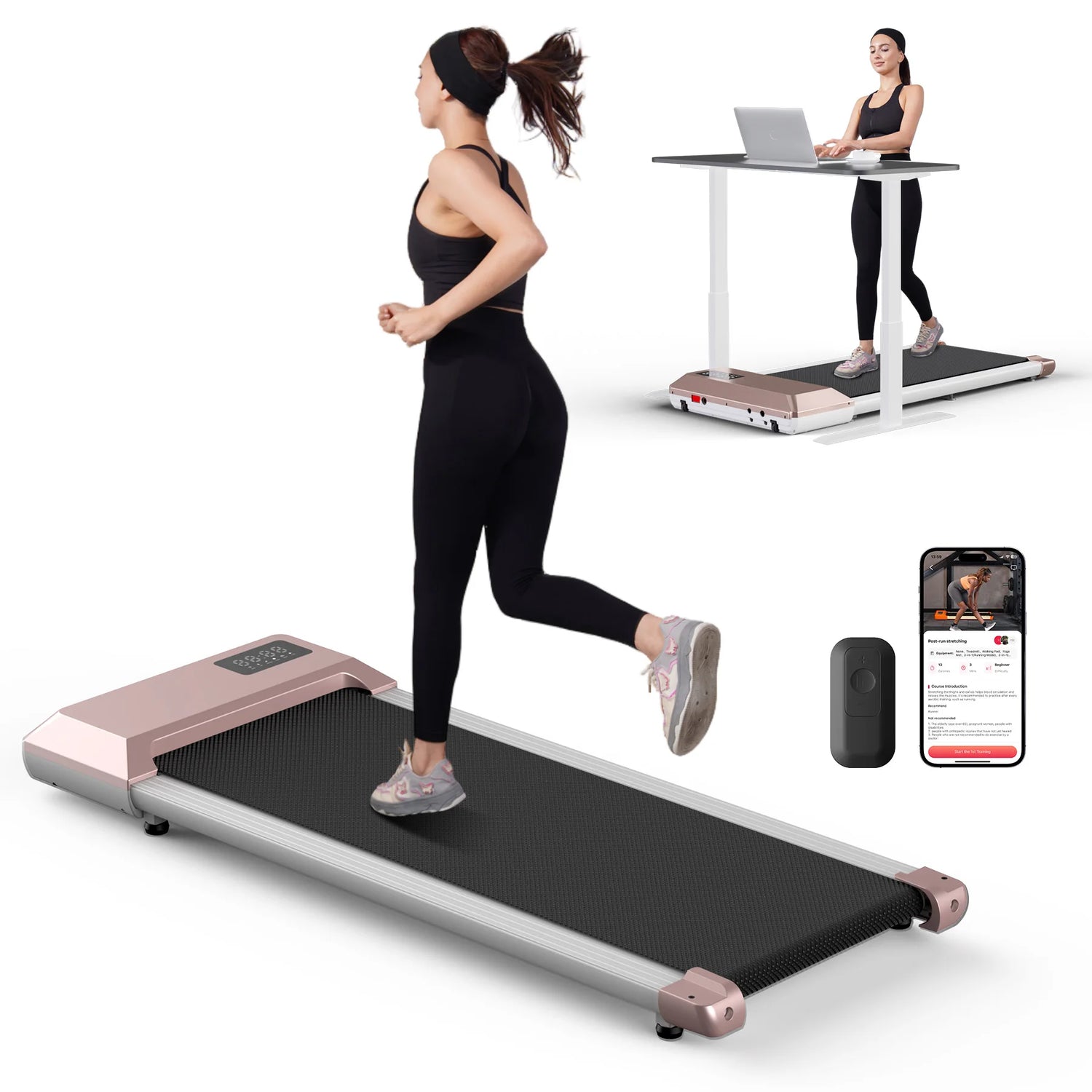 Superun 300lbs Capacity Treadmill 2.5HP 2in1 Walking Running Bluetooth LCD