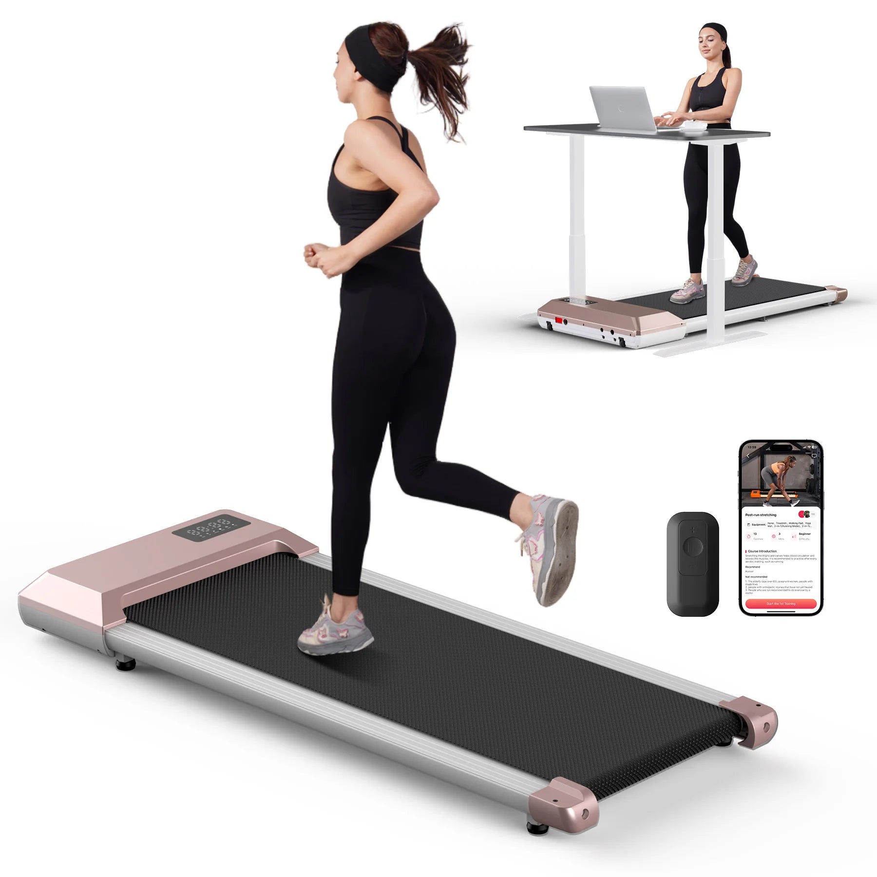 Superun 300lbs Capacity Treadmill 2.5HP 2in1 Walking Running Bluetooth LCD