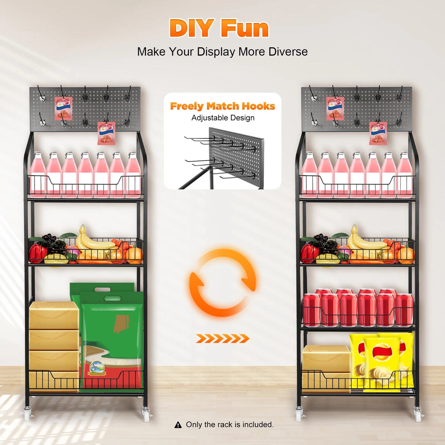 Bymaocar 4-Tier Wheel Display Rack Cart