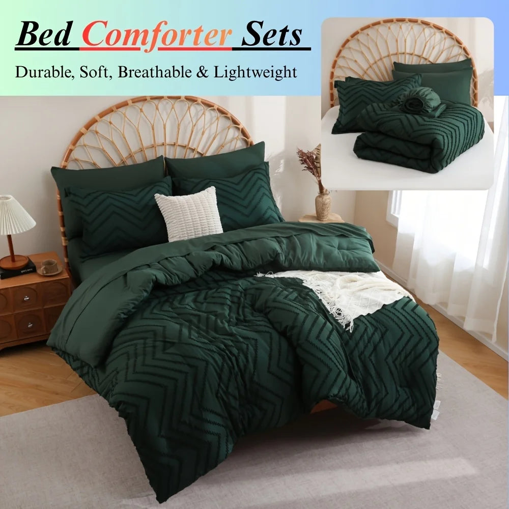 NIGHT COMFORT Pintuck Bed In A Bag Comforter Set With Sheets