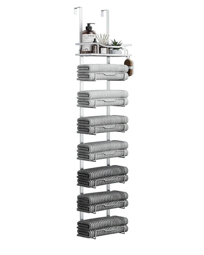 XIUWO 6 Tier Over Door Towel Rack No Drill Organizer