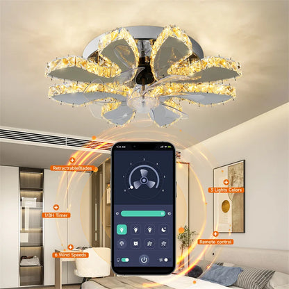 GreeLustr Remote Ceiling Fan Lamp Fandelier With 7 LED Heads