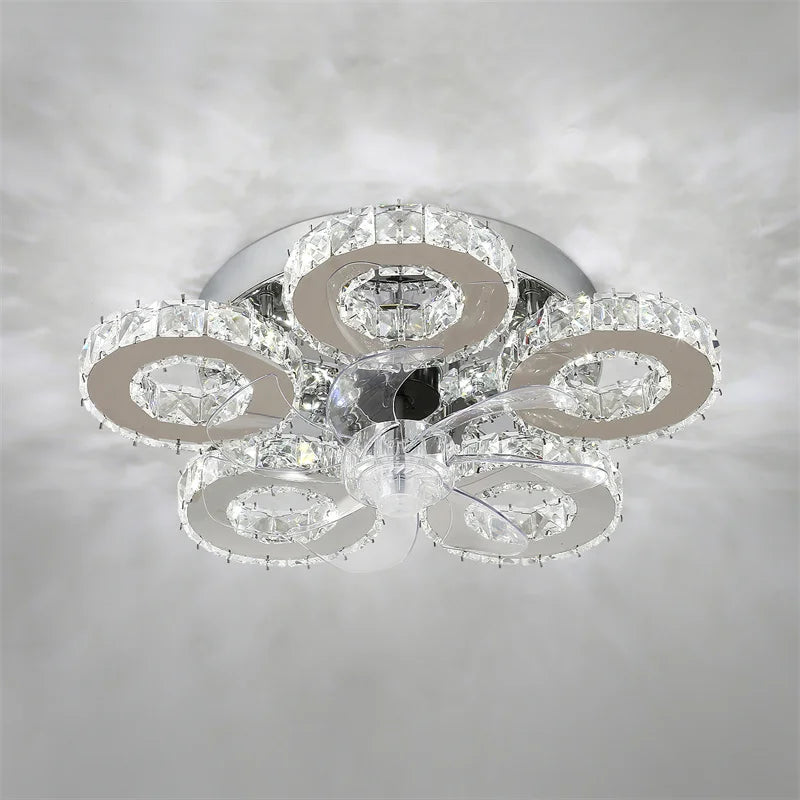 GreeLustr Crystal Led Rings Chandeliers Mirror Stainless Steel Ceiling Fixtures