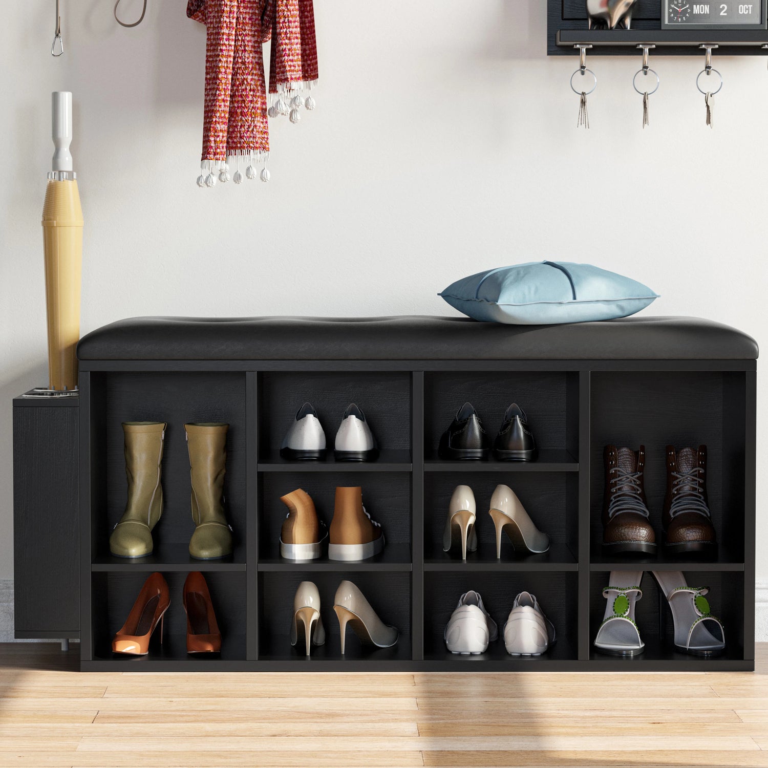 Ironck Shoe Bench With 10 Cubbies Storage Organizer