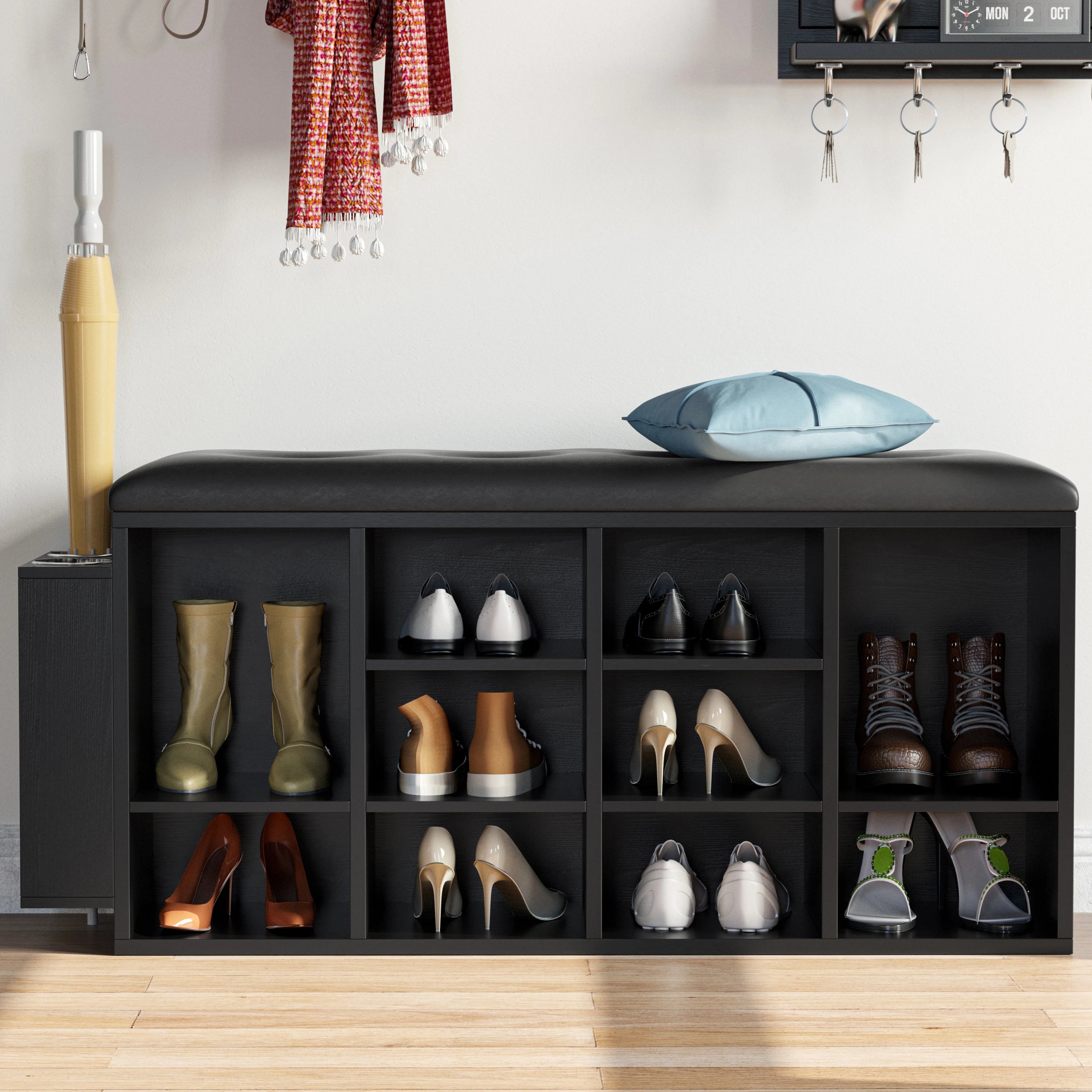 Ironck Shoe Bench With 10 Cubbies Storage Organizer