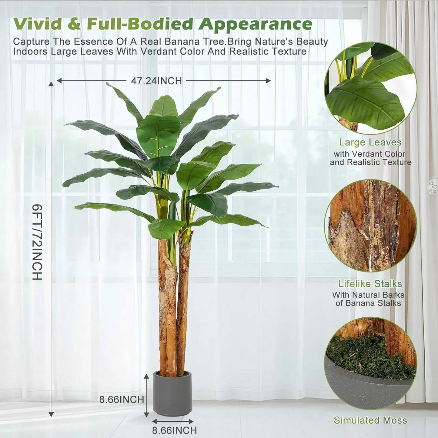 HiMISS Artificial Banana Tree In Planter For Home Office Decor