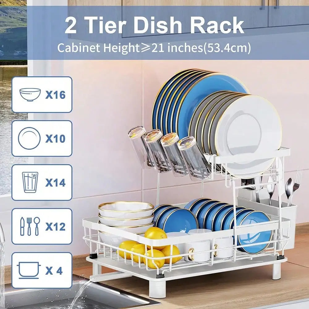 Modern Stainless Steel Dish Drying Rack With Drainboard