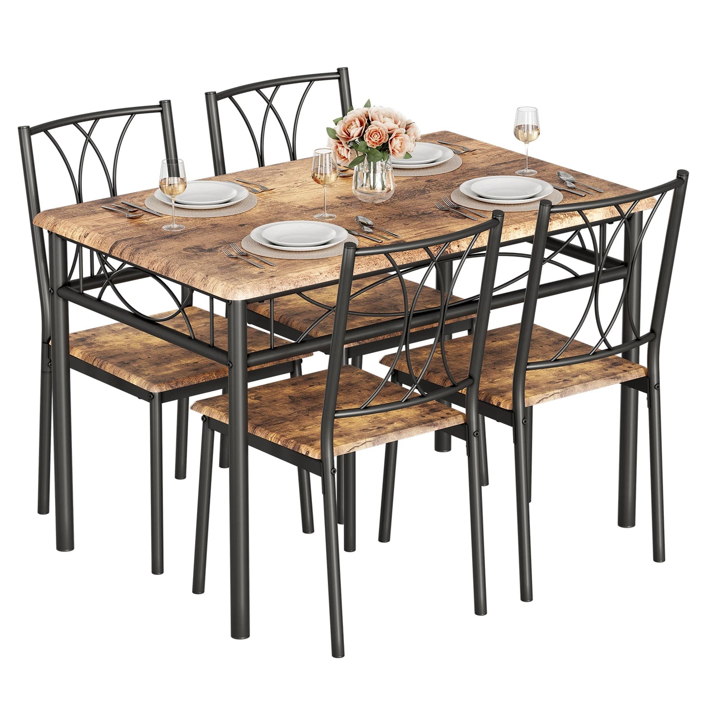 Studyset Dining Table Set For Four With Wood And Metal