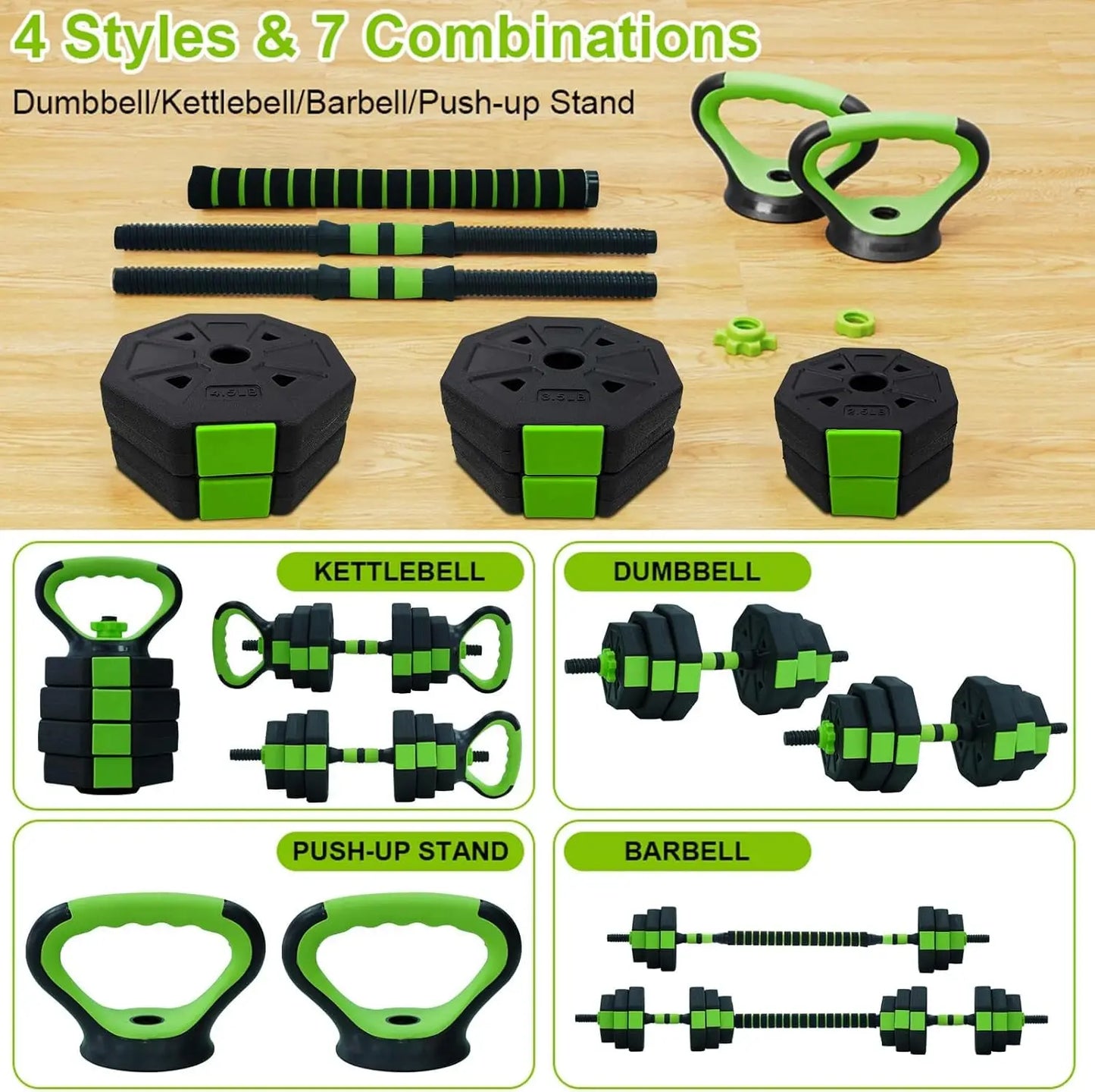 HiMISS 4 In 1 Adjustable Dumbbell Kettlebell Set For Home Gym