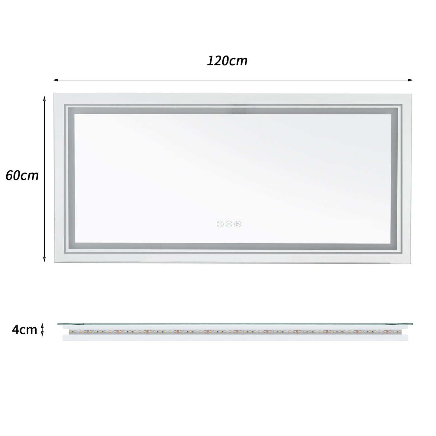 Illuminated LED Bathroom Mirror With Backlit Lights And Anti Fog