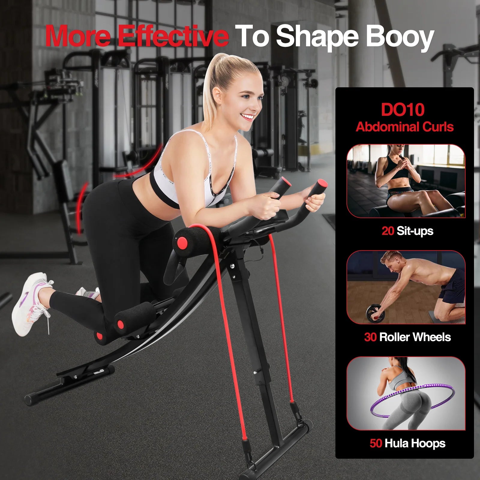 GIKPAL Foldable Ab Machine Core Trainer For Home Gym LCD Display