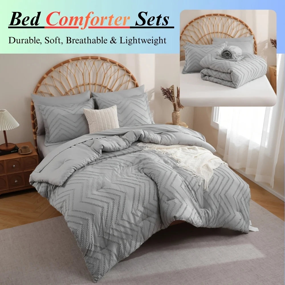 NIGHT COMFORT Pintuck Bed In A Bag Comforter Set With Sheets