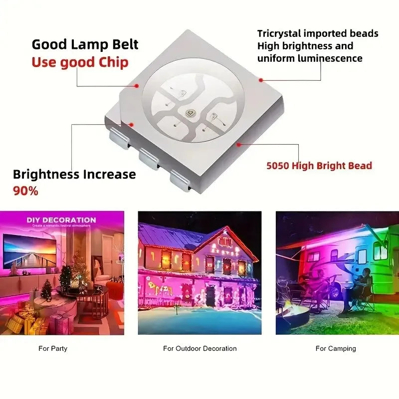 GOOLOOK 30LED RGB LED Strip Light With Bluetooth Controller