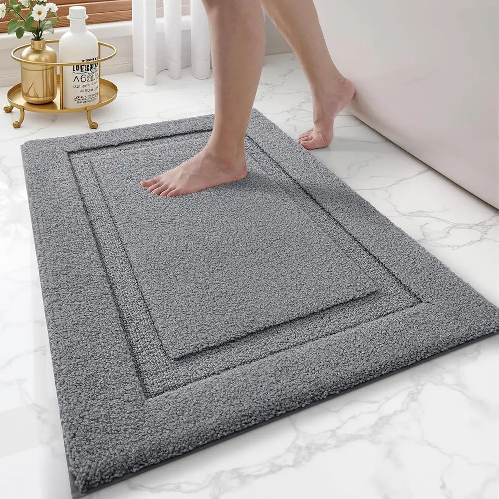 Non-Slip Rubber Backed Bath Rug Absorbent Washable Mat for Bathroom