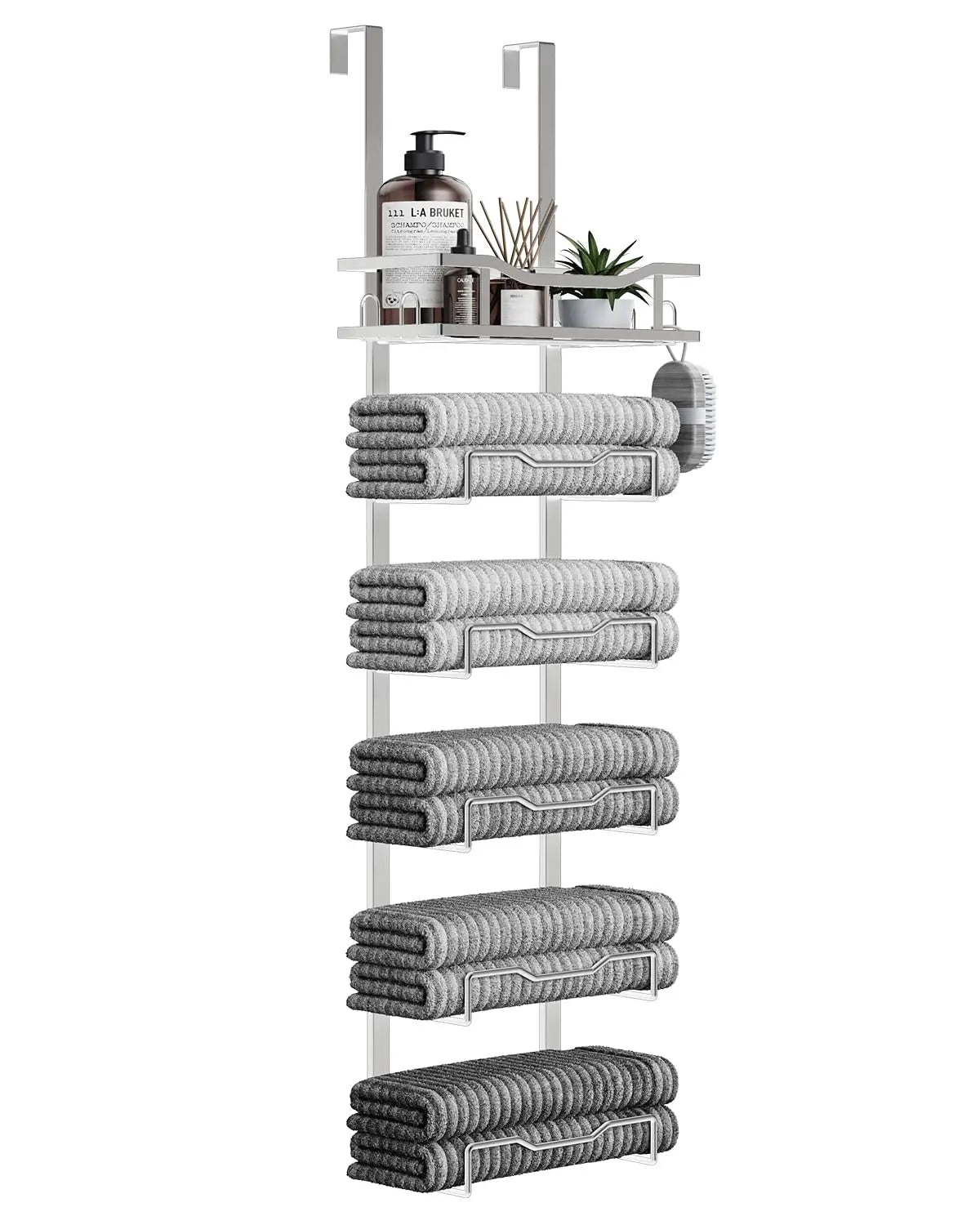 XIUWO 6 Tier Over Door Towel Rack No Drill Organizer