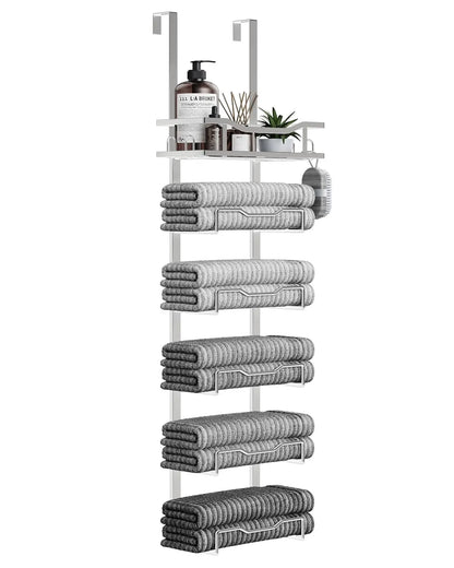 XIUWO 6 Tier Over Door Towel Rack No Drill Organizer