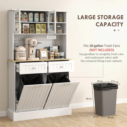 Homcom Modern Kitchen Pantry Storage Cabinet With Charging Station