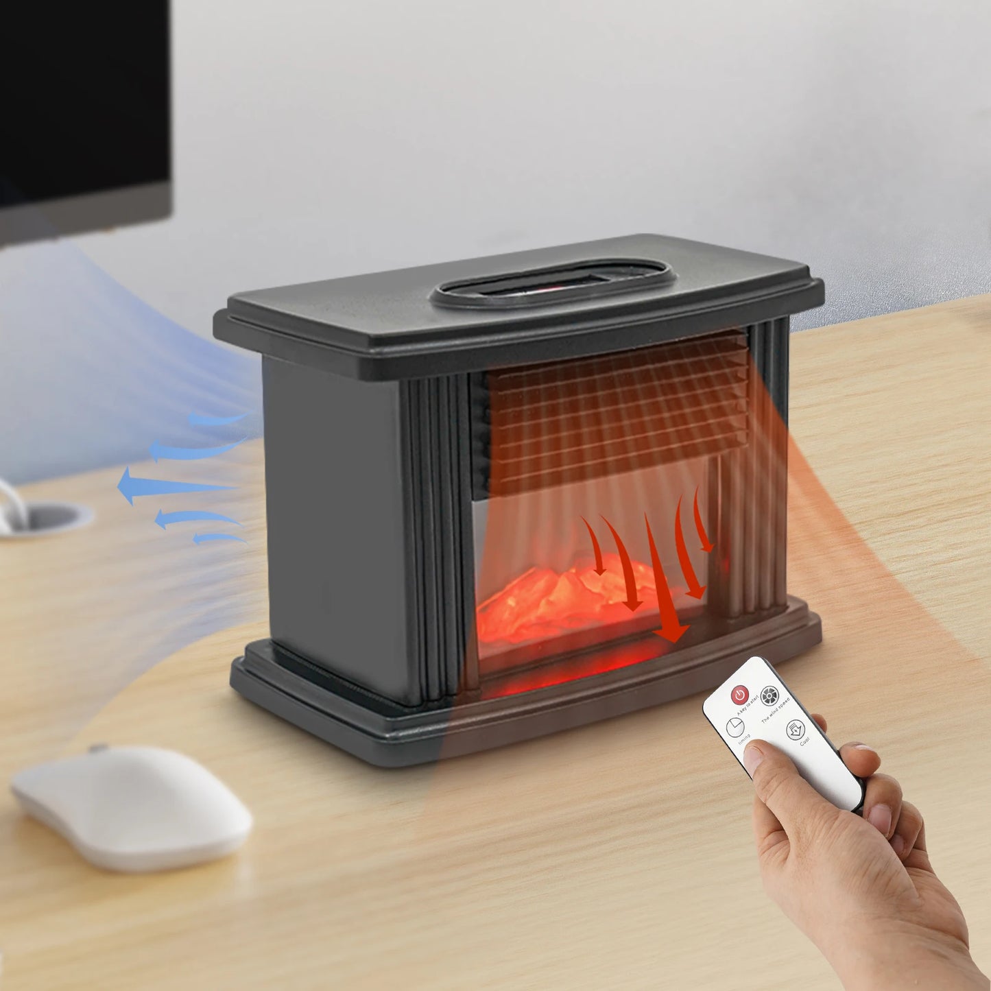 Sweetmile Mini Electric Fireplace Heater With Realistic 3D Flame