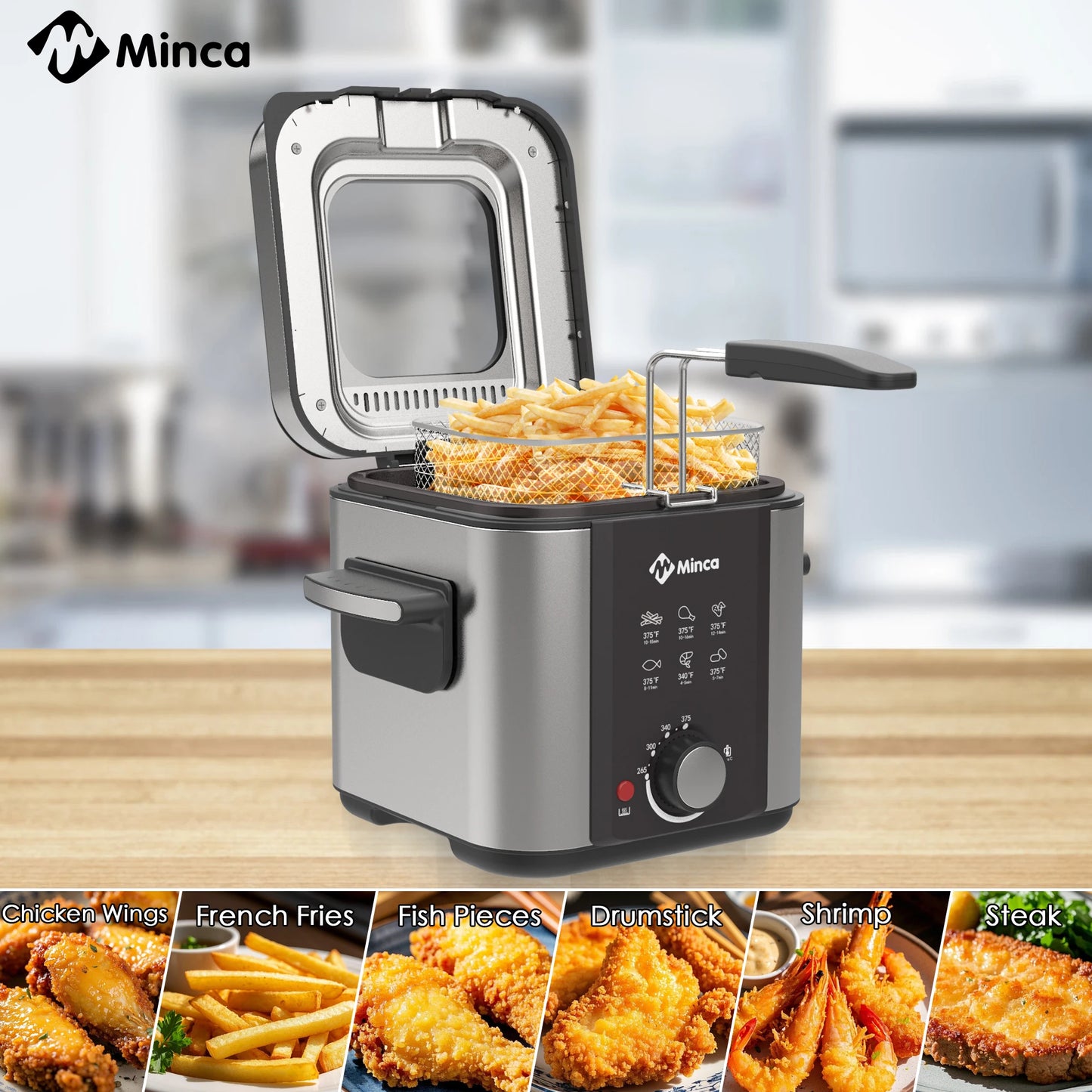 Minca Electric Deep Fryer With Viewing Window And Removable Basket