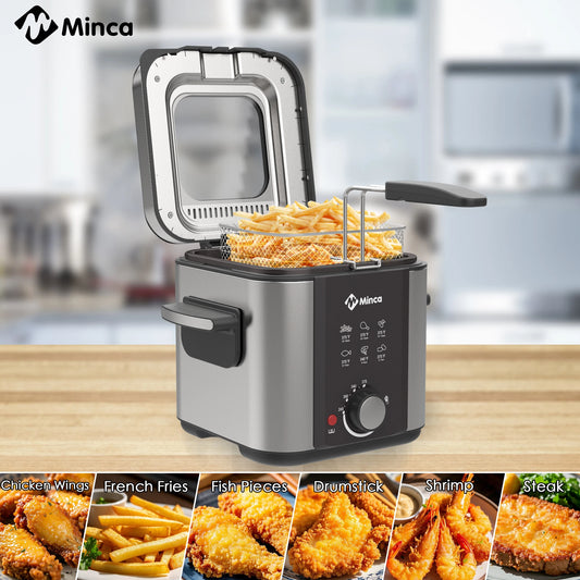 Minca Electric Deep Fryer With Viewing Window And Removable Basket