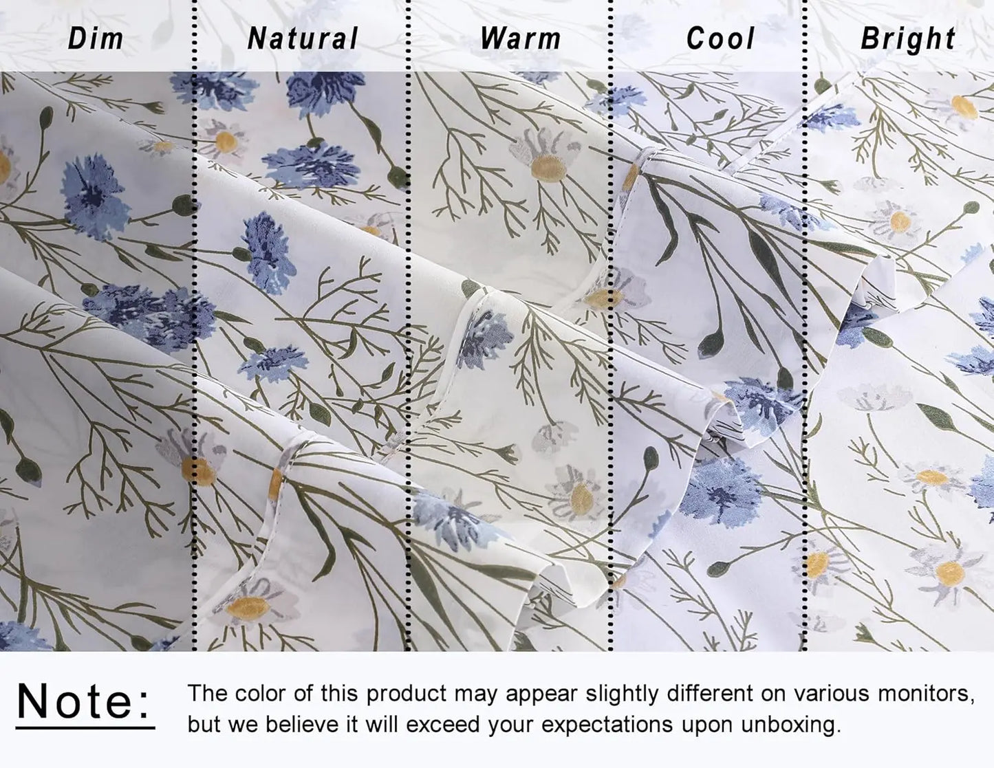 Cotton Percale Sheets Set With Floral Design And Deep Pocket