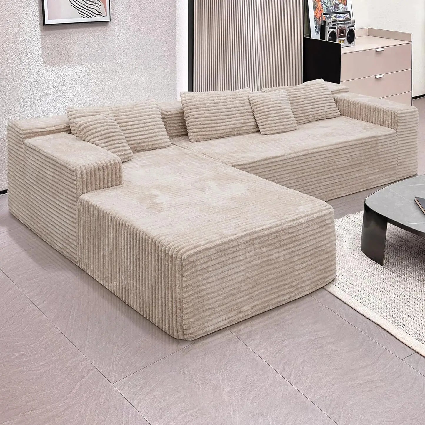Modular L Shape Sectional Sofa With Deep Seats